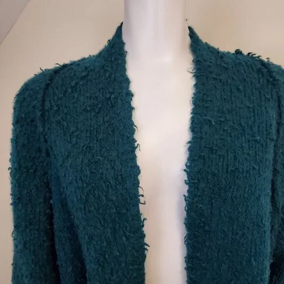 FP Free People Once In A Lifetime Cardigan Size S Frayed Green Longline Sweater - Picture 4 of 12